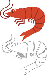 illustration of a fresh shrimp icon in vector