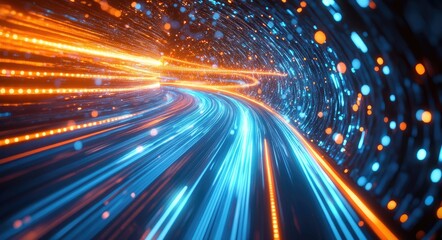 Fototapeta premium Abstract Futuristic Speed-of-Light Imagery with Fiber-Optic Cables