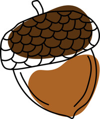 Simple Acorn Illustration with Bold Outline Design