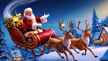 santa claus and reindeer