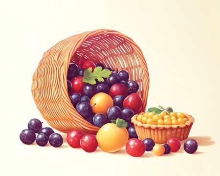 Colorful fruits in a woven basket