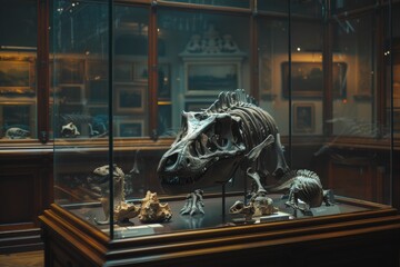 Tyrannosaurus Rex Skeleton in Museum Exhibit