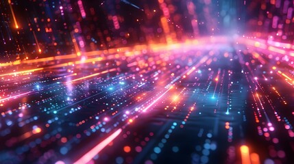 Vibrant Neon Wallpaper with Glowing Accents and Dynamic Motion Blur