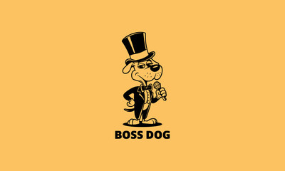 Cool dog with a top hat holding a microphone vector.