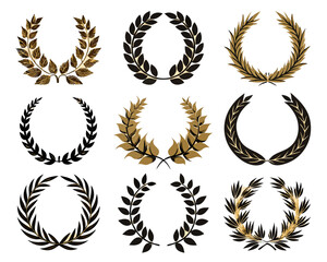 Laurel Wreath Icon Set - Classic and Minimalist Wreaths  Illustrator Artwork Frame Collection