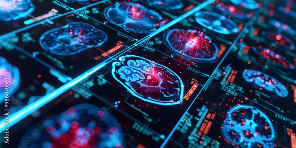 Aufkleber Bright and colorful PET scan image displaying intricate heatmaps for different activity areas, perfect for scientific research and healthcare-related visuals