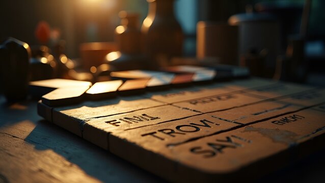 Scrabble Game Board in Dim Light