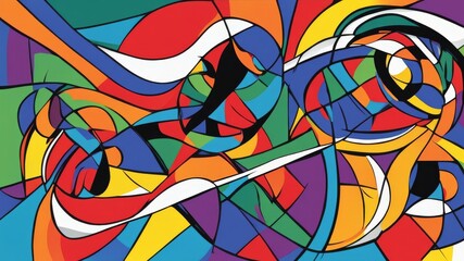 Fototapeta premium Colorful background painting in abstract fauvism style drawn vector, riot background, stained glass, AI generated