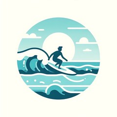 Water surfing, flat illustration of popular sports, games. Graphics resources for poster, banner, logo design
