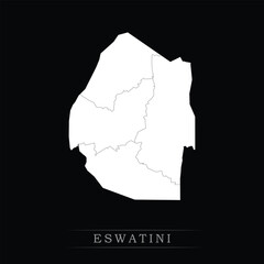 White political maps of Eswatini isolated on black background.