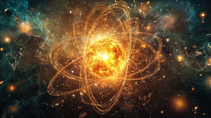 Obraz premium Exploring the Phenomenon of Nuclear Fission Through Detailed Atomic Imagery