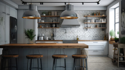 3D rendering Kitchen Concept: A Stylish and Inviting Space for Modern Living and Relaxation