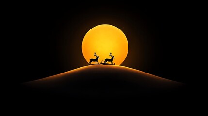 Silhouette of Deer Against a Golden Sunset