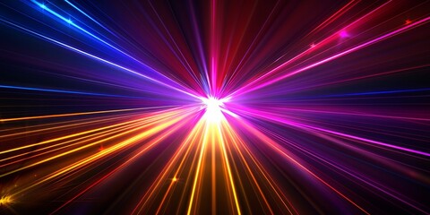 Fototapeta premium Stunning image of multi-colored laser lights creating complex patterns and reflections in a dark setting, perfect for vibrant concert or party scenes