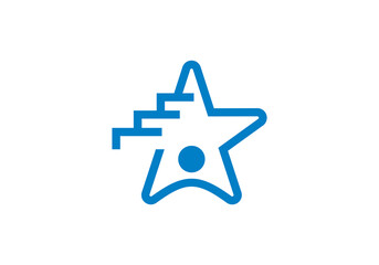 ladder with star logo. success children education icon design template