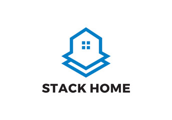 simple stack home logo, house loan investment symbol vector design
