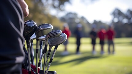 Golf Instructor Discussing Club Selection with Students on Course