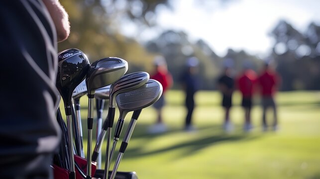 Golf Instructor Discussing Club Selection with Students on Course