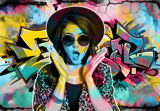 Vintage Vector Art Retro Photo Effect Mockup Generative AI