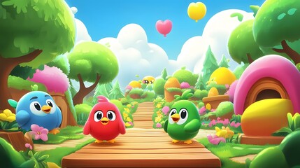 Obraz premium Colorful cartoon video game board designed for children.