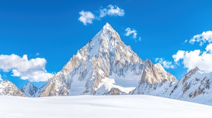 Fototapeta premium Majestic Snowy Mountain Under Clear Blue Sky