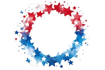 Fototapeta premium A circular frame surrounded by red, white, and blue stars, perfect for highlighting American-themed content or celebrations