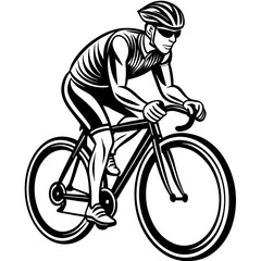 Naklejka premium Safety First: A Man Riding a Bike with a Helmet
