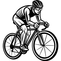 Obraz premium Safety First: A Man Riding a Bike with a Helmet