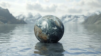 Planet Melting into Water - Conceptual 3D Render Symbolizing Global Boiling Crisis