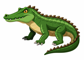Obraz premium Playful Cartoon Crocodile on White Background,Adorable Cartoon Crocodile Isolated on White,Colorful Cartoon Crocodile Graphic