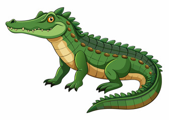 Fototapeta premium Playful Cartoon Crocodile on White Background,Adorable Cartoon Crocodile Isolated on White,Colorful Cartoon Crocodile Graphic