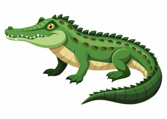 Obraz premium Playful Cartoon Crocodile on White Background,Adorable Cartoon Crocodile Isolated on White,Colorful Cartoon Crocodile Graphic