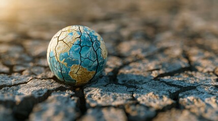 Arid Earth - An Illustration of Global Drought Crisis with Cracked Globe Depicting Extreme Dryness