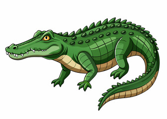 Obraz premium Playful Cartoon Crocodile on White Background,Adorable Cartoon Crocodile Isolated on White,Colorful Cartoon Crocodile Graphic