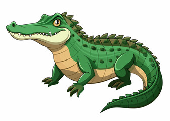 Playful Cartoon Crocodile on White Background,Adorable Cartoon Crocodile Isolated on White,Colorful Cartoon Crocodile Graphic
