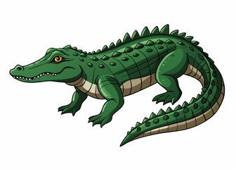 Fototapeta premium Playful Cartoon Crocodile on White Background,Adorable Cartoon Crocodile Isolated on White,Colorful Cartoon Crocodile Graphic