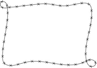 Barbed wire frame corner, twisted into knots at both corners.