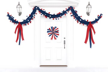 Door with an American Flag Wreath