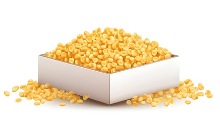 Corn flakes package box isolated on a white transparent background, PNG format.