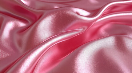 A close-up view of luxurious pink satin fabric showcasing its smooth texture and elegant drape. Perfect for fashion and design projects.