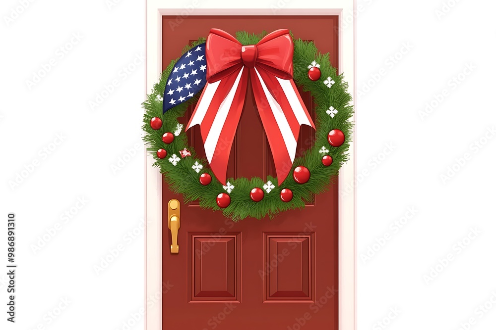 Poster Patriotic door wreath America.