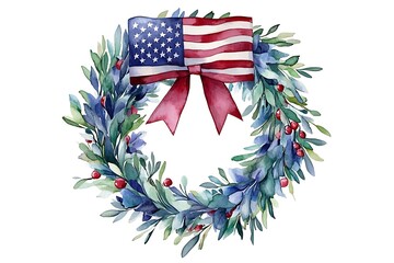 floral decoration with USA flags and bowtie