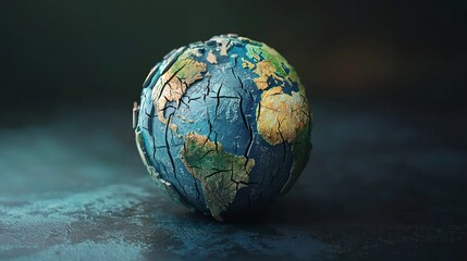 Global Boiling Crisis - 3D Illustration of Cracked Globe Representing Harsh Conditions