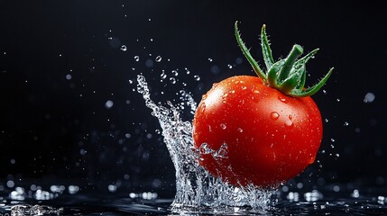 Juicy Tomato Splashing into Water