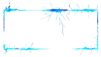 Obraz premium Isolated blue neon toxic smoke and lightning discharges on a transparent background.