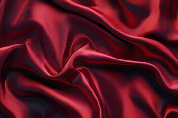Obraz premium Satin fabric texture with smooth, flowing folds in deep red tones