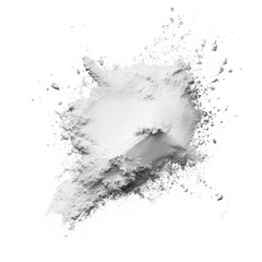 A white powder explosion isolated on a transparent background