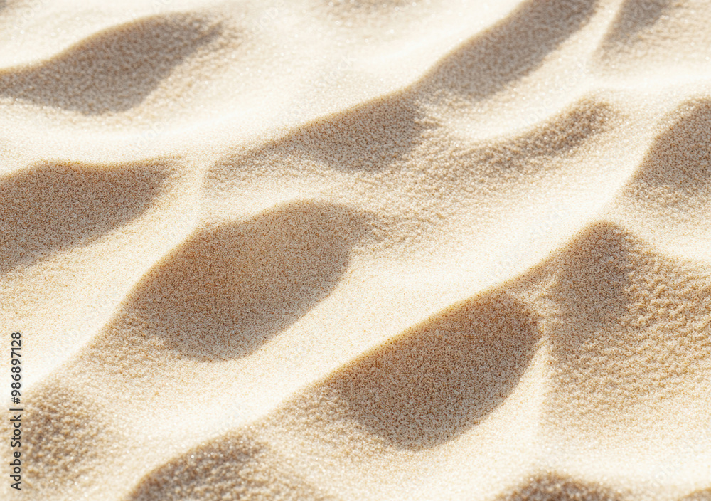 Poster Aerial view of wind creating smooth waves on fine sand dune background