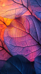 Fototapeta premium Vibrant Leaf Textures in Warm Light Nature Background