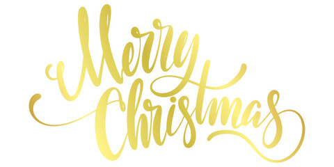 MERRY CHRISTMAS gold metallic brush calligraphy banner vector eps